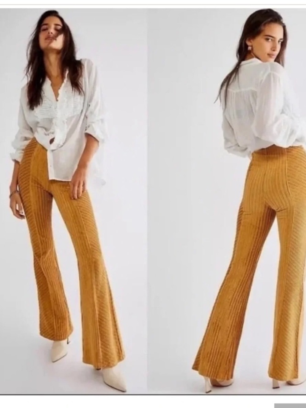 Free People Slim Pull On Velvet Flare Pants